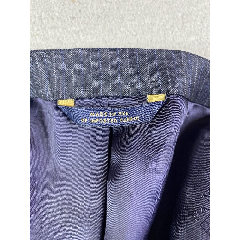 Brooks Brothers Jacket 46 L Navy SaxXon Wool Striped Madison 1818 Sport Coat - Picture 14 of 16